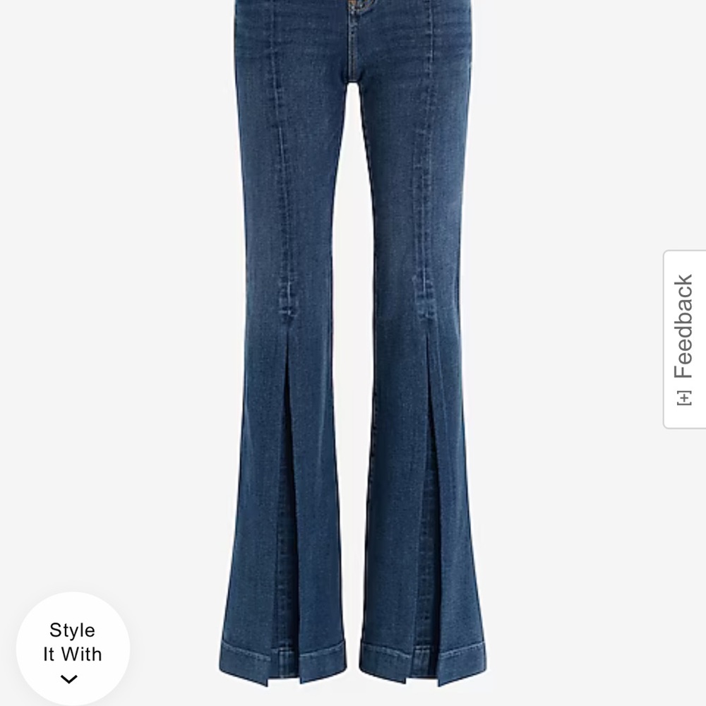 Mid Rise Dark Wash Slit FlexX '70s Flare Jeans